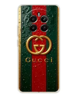 Чохол для Realme 12 з картинкою «Gucci — фірмова смуга та золото»
