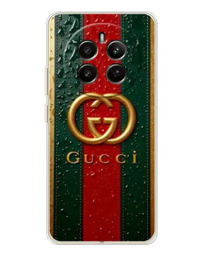 Чохол для Realme 12 з картинкою «Gucci — фірмова смуга та золото» Чохол для Realme 12 з картинкою «Gucci — фірмова смуга та золото»