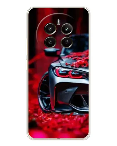 Чохол для Realme 12 з картинкою «Спортивна BMW та квіти»