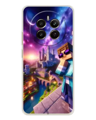 Чехол для Realme 12 с картинкой «Стив и космос» Чехол для Realme 12 с картинкой «Стив и космос»