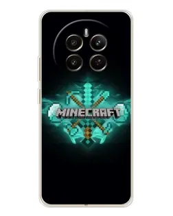 Чехол для Realme 12 с картинкой «Minecraft Diamond лого»