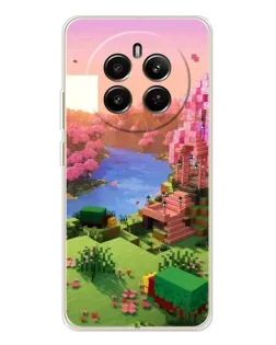 Чехол для Realme 12 с картинкой «Розовое дерево Minecraft»