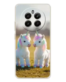 Чехол для Realme 12 с картинкой «Пара единорогов»