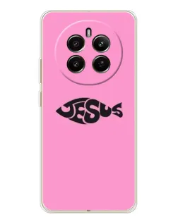 Чехол для Realme 12 с картинкой «Розовый символ  Jesus»