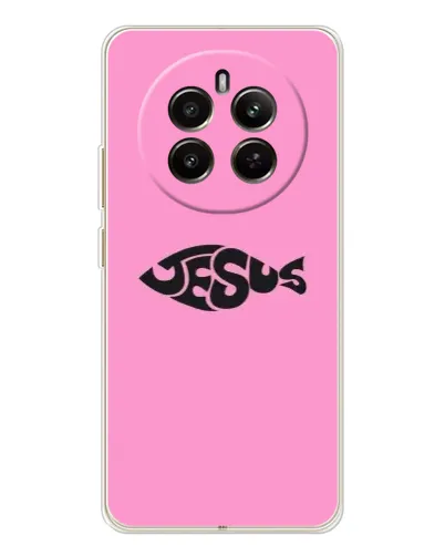 Чехол для Realme 12 с картинкой «Розовый символ  Jesus»