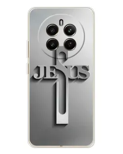 Чохол для Realme 12 з картинкою «Металевий хрест Jesus»