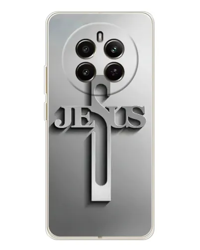 Чохол для Realme 12 з картинкою «Металевий хрест Jesus» Чохол для Realme 12 з картинкою «Металевий хрест Jesus»