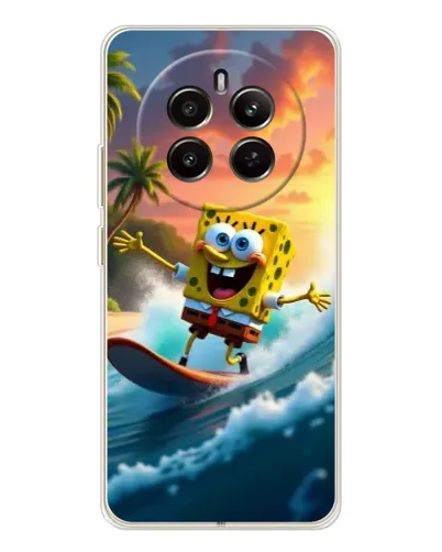 Чехол для Realme 12 с картинкой «Губка Боб серфингист»