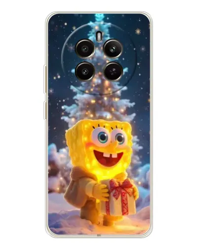 Чехол для Realme 12 с картинкой «Рождественский Спанч Боб»