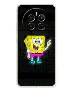 Чехол для Realme 12 с картинкой «Неоновый Губка Боб»