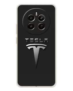 Чохол для Realme 12 з картинкою «Сталевий логотип Tesla»