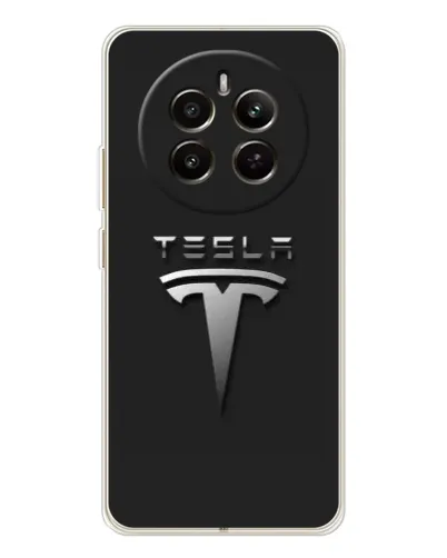 Чохол для Realme 12 з картинкою «Сталевий логотип Tesla»