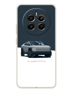 Чохол для Realme 12 з картинкою «Сріблястий Cybertruck Tesla»