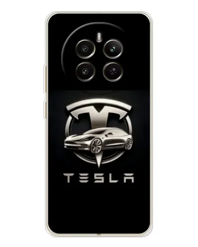 Чохол для Realme 12 з картинкою «Tesla — срібне авто»