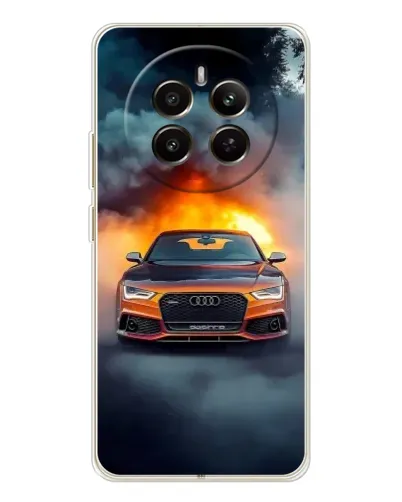 Чохол для Realme 12 з картинкою «Audi у вогняному диму»