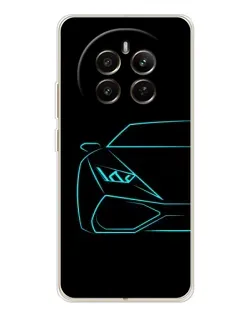 Чохол для Realme 12 з картинкою «Блакитний силует Lamborghini»