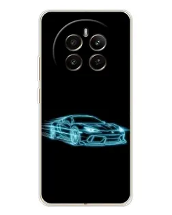 Чохол для Realme 12 з картинкою «Неоновий контур Lamborghini»