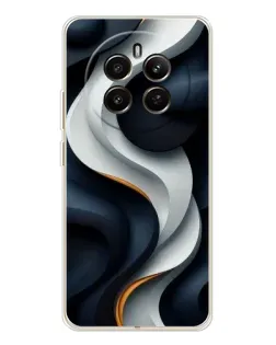 Чехол для Realme 12 с картинкой «Объемные черно-белые ленты»