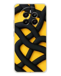 Чехол для Realme 12 с картинкой «Черное желтое переплетение»