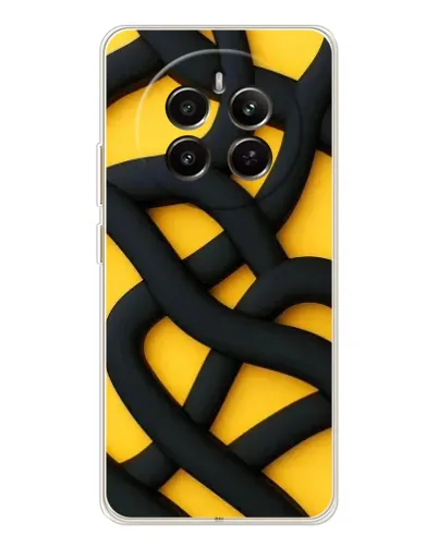 Чехол для Realme 12 с картинкой «Черное желтое переплетение»