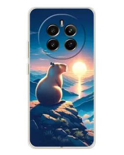Чохол для Realme 12 з картинкою «Захід сонця з капібарою»