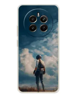 Чехол для Realme 13 4G с картинкой «Герой PUBG на скале»
