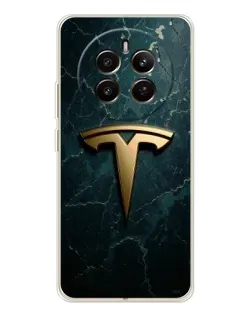 Чехол для Realme 13 4G с картинкой «Мраморная Tesla Gold»