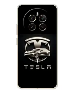 Чехол для Realme 13 4G с картинкой «Tesla — серебристое авто»