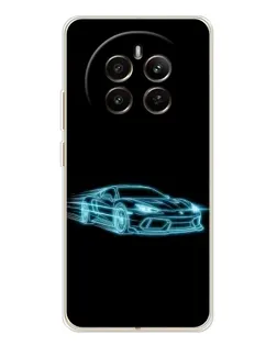 Чехол для Realme 13 4G с картинкой «Неоновый контур Lamborghini»