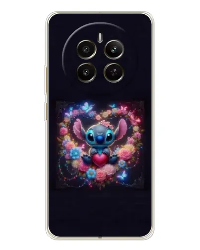 Чехол для Realme 13 4G с картинкой «Stitch в цветах» Чехол для Realme 13 4G с картинкой «Stitch в цветах»