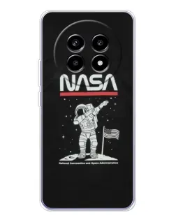 Чехол для Realme 13 Pro Plus с картинкой «NASA — шагаем по Луне»