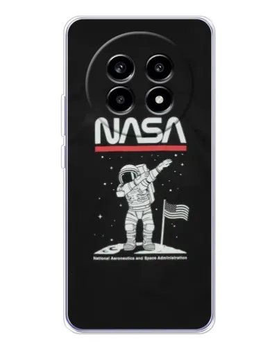 Чехол для Realme 13 Pro Plus с картинкой «NASA — шагаем по Луне»