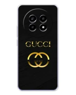 Чехол для Realme 13 Pro Plus с картинкой «Золотой логотип Gucci»