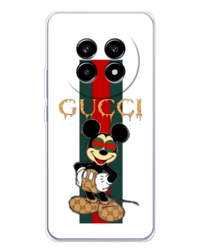 Чехол для Realme 13 Pro Plus с картинкой «Микки Маус Gucci — полосы»