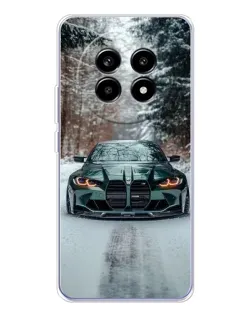 Чехол для Realme 13 Pro Plus с картинкой «BMW в зимнем лесу»