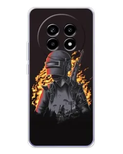 Чехол для Realme 13 Pro Plus с картинкой «PUBG — огненный силуэт»