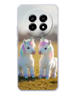 Чехол для Realme 13 Pro Plus с картинкой «Пара единорогов»