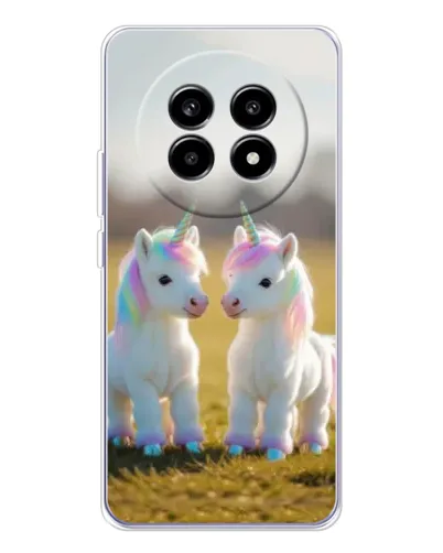 Чехол для Realme 13 Pro Plus с картинкой «Пара единорогов»