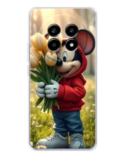 Чехол для Realme 13 Pro Plus с картинкой «Микки с тюльпанами» Чехол для Realme 13 Pro Plus с картинкой «Микки с тюльпанами»