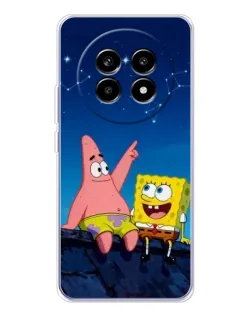 Чехол для Realme 13 Pro Plus с картинкой «Губка Боб и Патрик ночью»