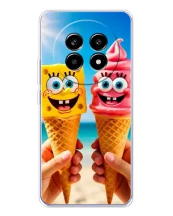 Чехол для Realme 13 Pro Plus с картинкой «Спанч Боб мороженое»