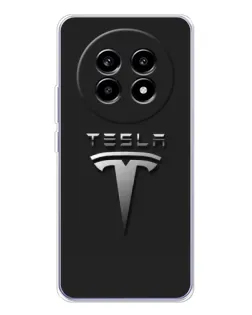 Чехол для Realme 13 Pro Plus с картинкой «Стальной логотип Tesla»