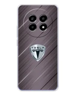 Чехол для Realme 13 Pro Plus с картинкой «Металлическая текстура Tesla»