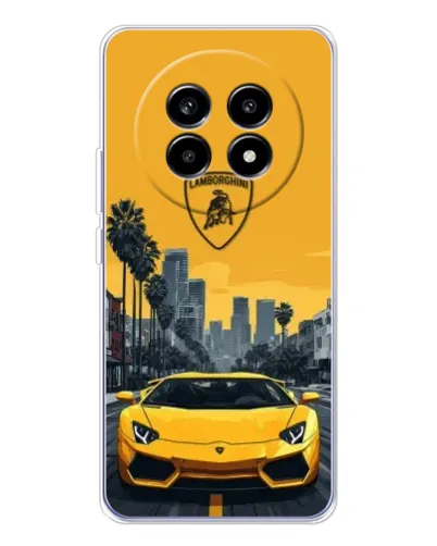 Чехол для Realme 13 Pro Plus с картинкой «Желтый Lamborghini город» Чехол для Realme 13 Pro Plus с картинкой «Желтый Lamborghini город»