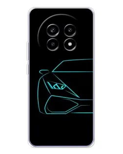 Чехол для Realme 13 Pro Plus с картинкой «Голубой силуэт Lamborghini»