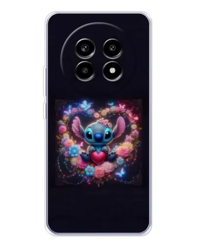 Чехол для Realme 13 Pro Plus с картинкой «Stitch в цветах»