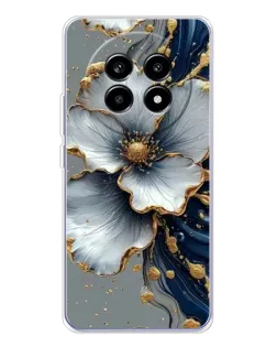 Чехол для Realme 13 Pro Plus с картинкой «Белый цветок и золотой флюид»