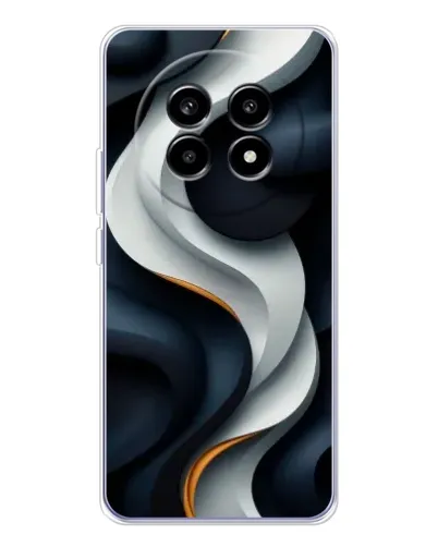 Чехол для Realme 13 Pro Plus с картинкой «Объемные черно-белые ленты»