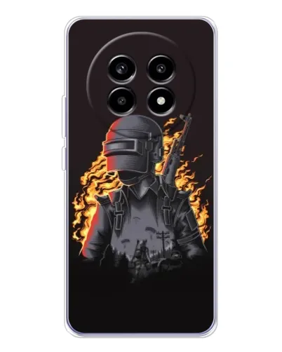 Чехол для Realme 13 Pro с картинкой «PUBG — огненный силуэт»