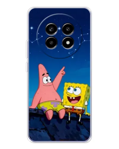 Чехол для Realme 13 Pro с картинкой «Губка Боб и Патрик ночью»